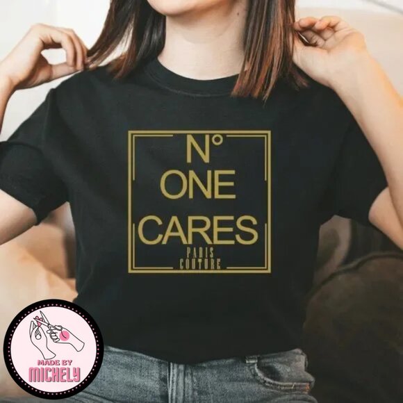 N One cares Paris Couture Graphic Black T-Shirt - Picture 3 of 3